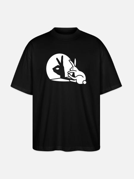 Funny Rabbit hand shadow puppets humor pop art - Stanley/Stella Oversized Unisex Organic T-shirt Blaster 2.0 - black
