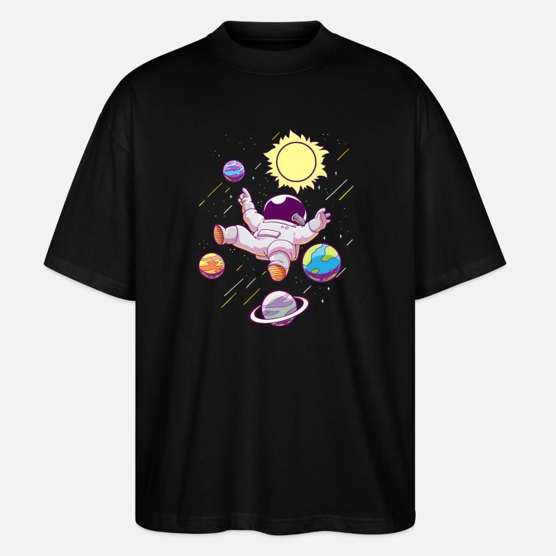 Astronaut Planeten - Stanley/Stella Oversized Unisex Bio T-Shirt Blaster 2.0 - Schwarz
