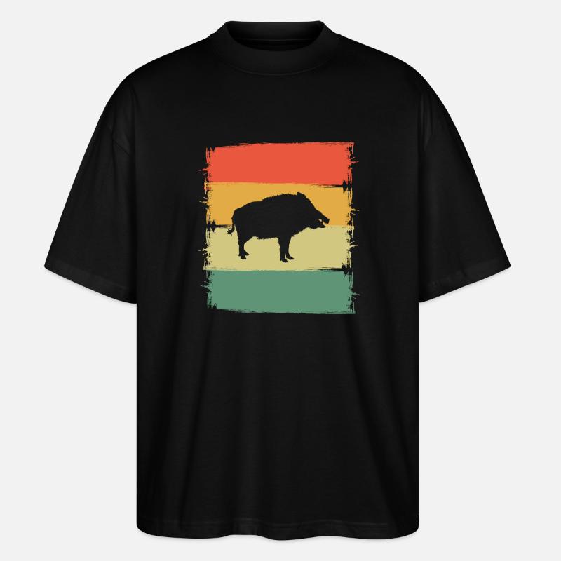 Wildschwein - Stanley/Stella Oversized Unisex Bio T-Shirt Blaster 2.0 - Schwarz