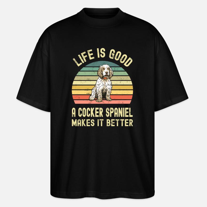 Hund Cocker Spaniel - Stanley/Stella Oversized Unisex Bio T-Shirt Blaster 2.0 - Schwarz