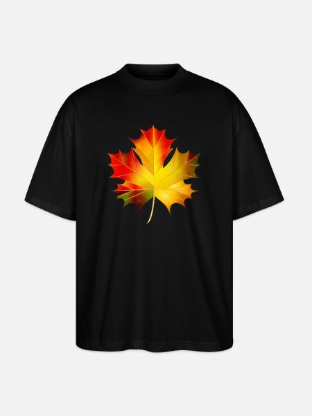 beautifully glowing autumn maple leaf - Stanley/Stella Oversized Unisex Organic T-shirt Blaster 2.0 - black