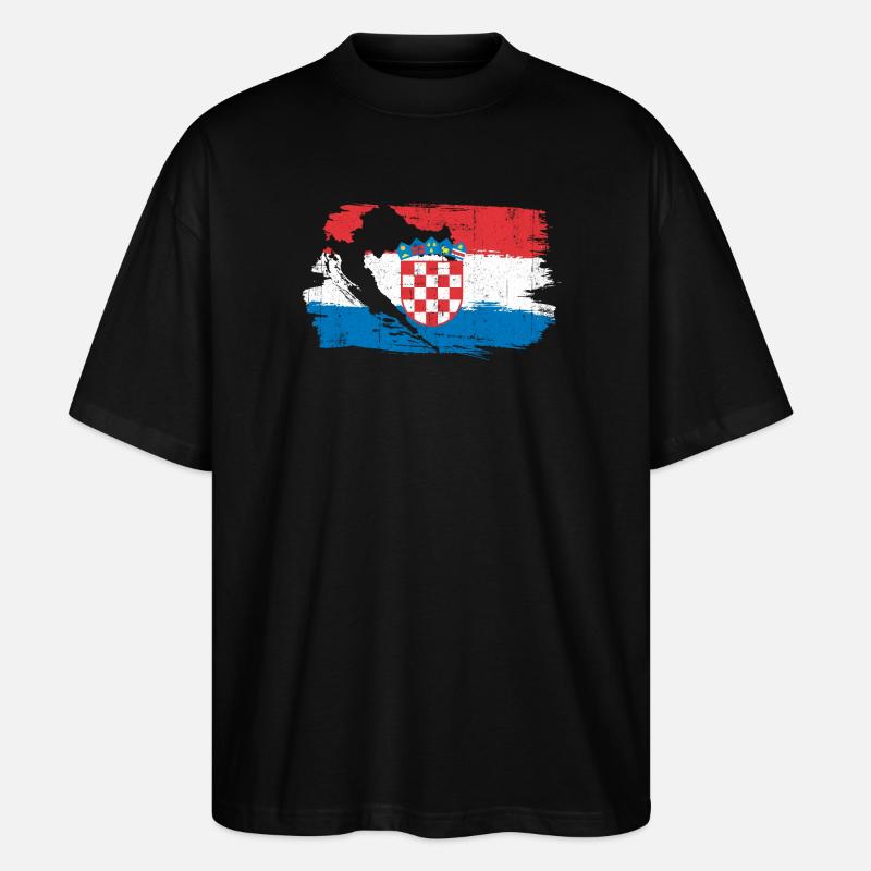 Drapeau croate à la brosse - T-shirt bio Blaster 2.0 coupe oversize Stanley/Stella Unisexe - noir