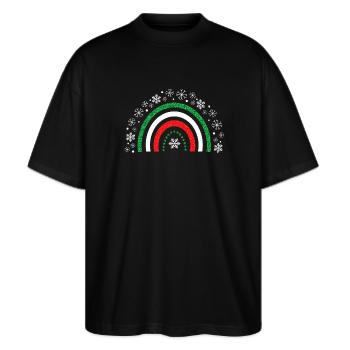 arc en ciel de noel paillette à personnaliser - T-shirt bio Blaster 2.0 coupe oversize Stanley/Stella Unisexe - noir - Devant - Alina (178cm) & Michal (187cm)