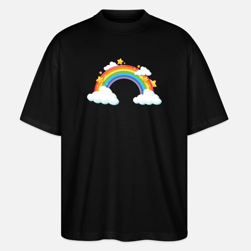 Regenbogenbogen mit Wolken und Sternen - Stanley/Stella Oversized Unisex Bio T-Shirt Blaster 2.0 - Schwarz