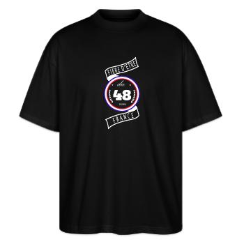 Fière D'être Du 48 Lozère France - T-shirt bio Blaster 2.0 coupe oversize Stanley/Stella Unisexe - noir - Devant - Alina (178cm) & Michal (187cm)