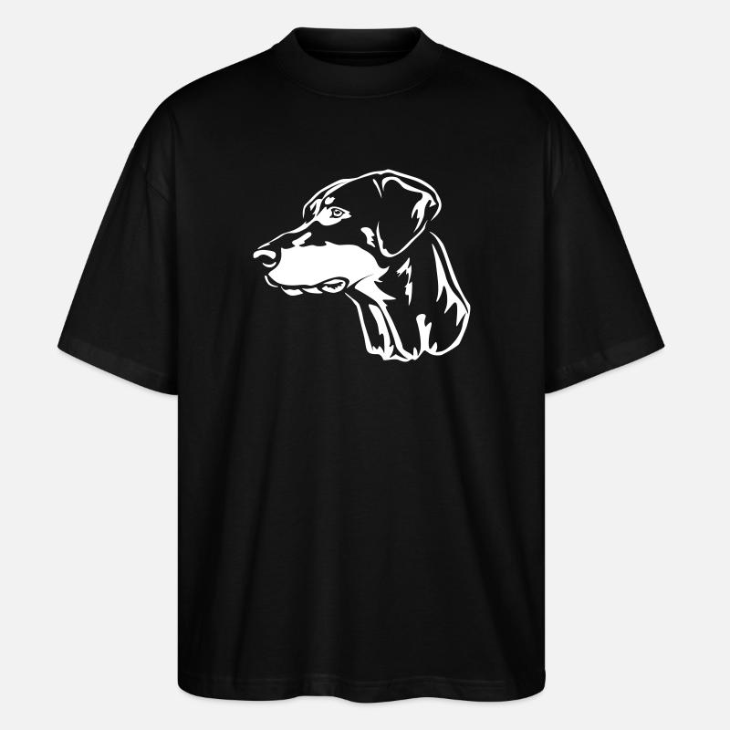 Dobermann Kopf "Black Edition" - Stanley/Stella Oversized Unisex Bio T-Shirt Blaster 2.0 - Schwarz