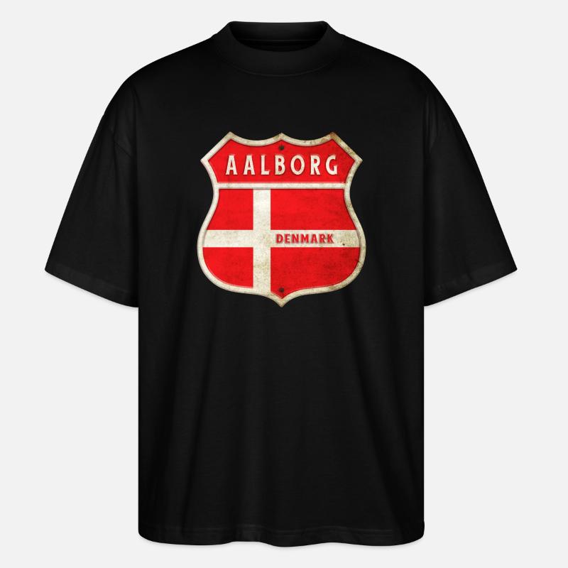 Aalborg Dänemark Wappen Flaggen Design - Stanley/Stella Oversized Unisex Bio T-Shirt Blaster 2.0 - Schwarz