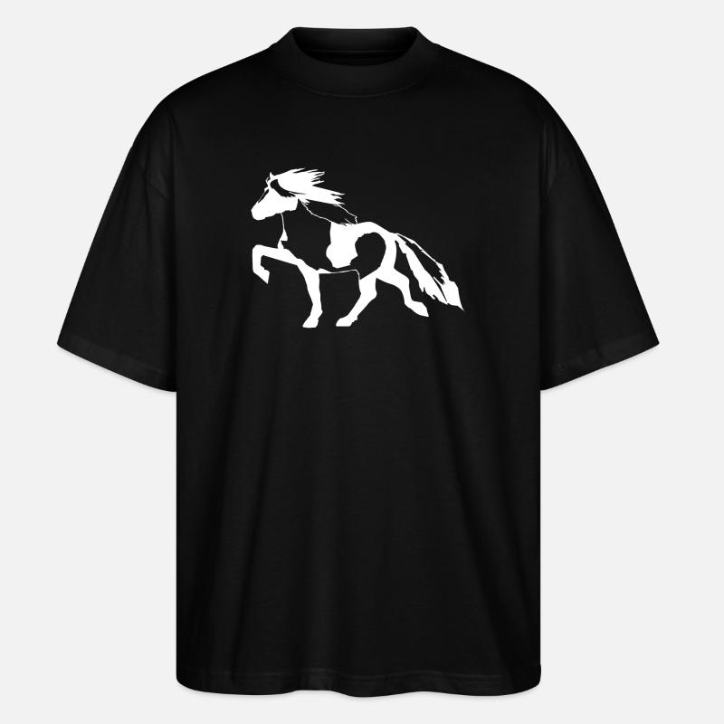 Edles Islandpferd Schecke gefleckter Isländer - Stanley/Stella Oversized Unisex Bio T-Shirt Blaster 2.0 - Schwarz