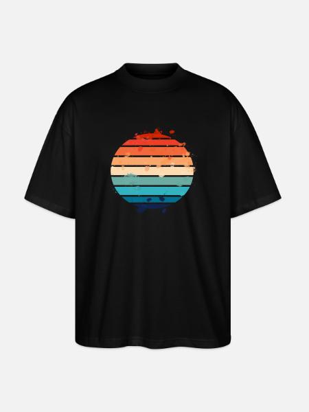 Splatter Retro Sunset - Stanley/Stella Oversized Unisex Organic T-shirt Blaster 2.0 - black