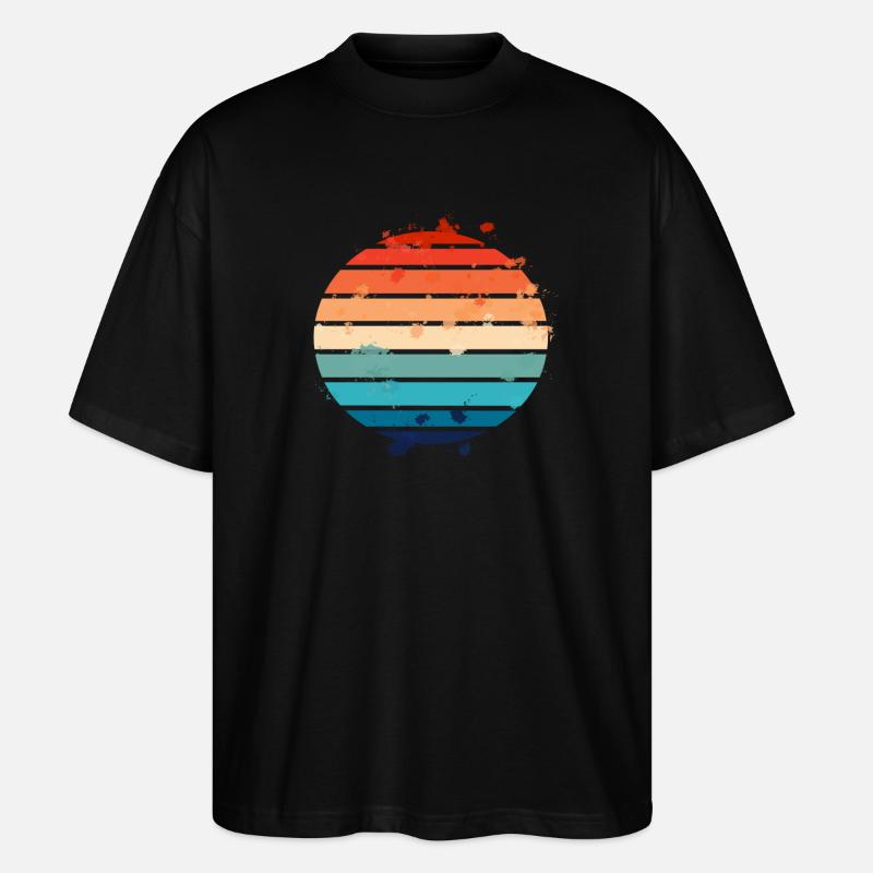 Splatter Retro Sunset - Stanley/Stella Oversized Unisex Bio T-Shirt Blaster 2.0 - Schwarz