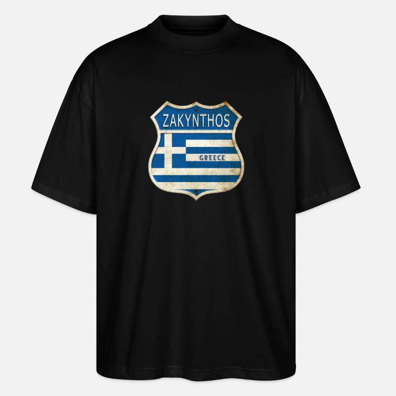 Zakynthos Grèce Armoiries Drapeaux Design - T-shirt bio Blaster 2.0 coupe oversize Stanley/Stella Unisexe - noir