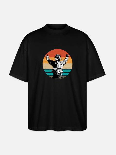 Duo Rétro Sunset - T-shirt bio Blaster 2.0 coupe oversize Stanley/Stella Unisexe - noir