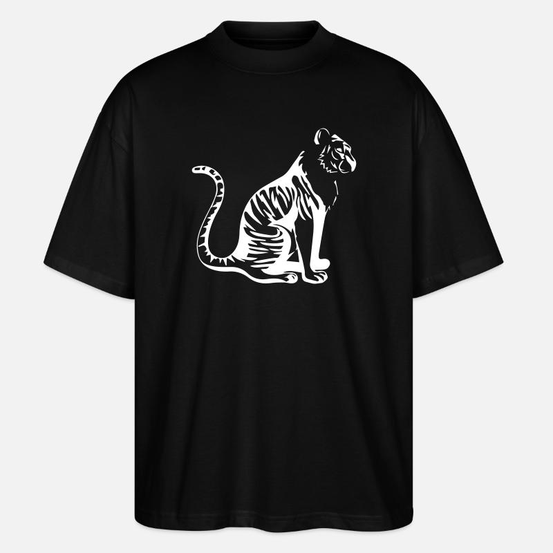 Eleganter Tiger Silhouette Design - Stanley/Stella Oversized Unisex Bio T-Shirt Blaster 2.0 - Schwarz