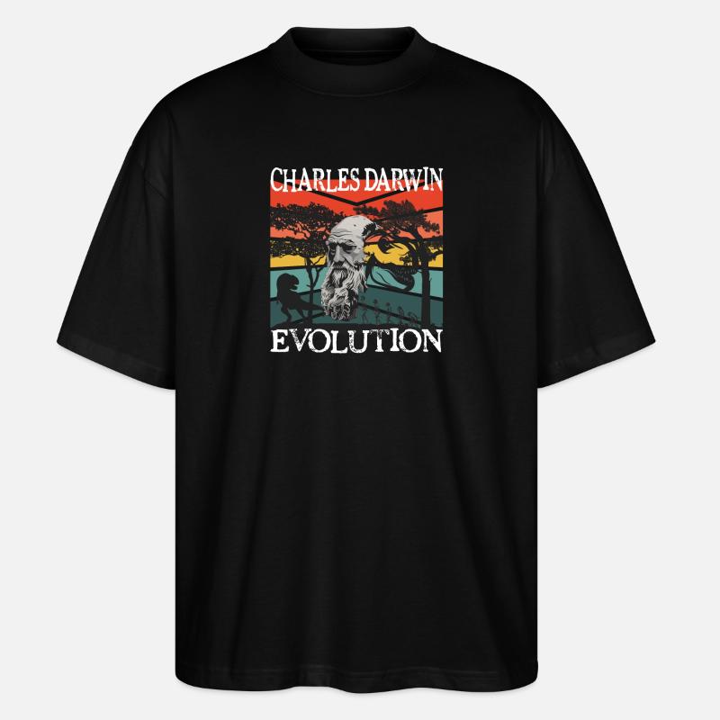 Charles Darwin Evolution textile Geschenkidee - Stanley/Stella Oversized Unisex Bio T-Shirt Blaster 2.0 - Schwarz