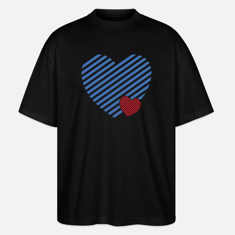 Double Heart - Design textile gift idea - Stanley/Stella Oversized Unisex Organic T-shirt Blaster 2.0 - black