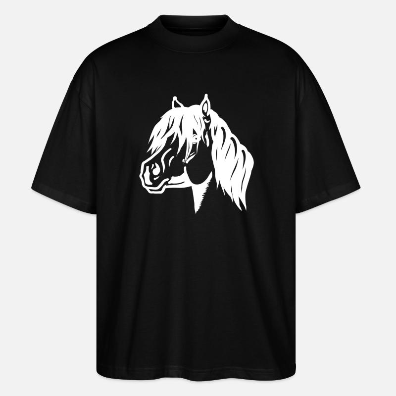 Portrait de poney blanc - T-shirt bio Blaster 2.0 coupe oversize Stanley/Stella Unisexe - noir