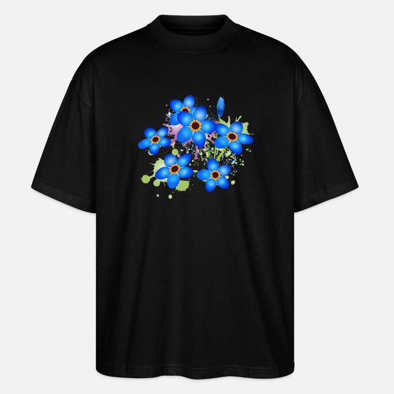 bright blue forget-me-not graffiti - Stanley/Stella Oversized Unisex Organic T-shirt Blaster 2.0 - black