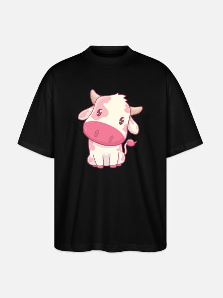 Kuh Erdbeerkuh Kawaii - Stanley/Stella Oversized Unisex Bio T-Shirt Blaster 2.0 - Schwarz