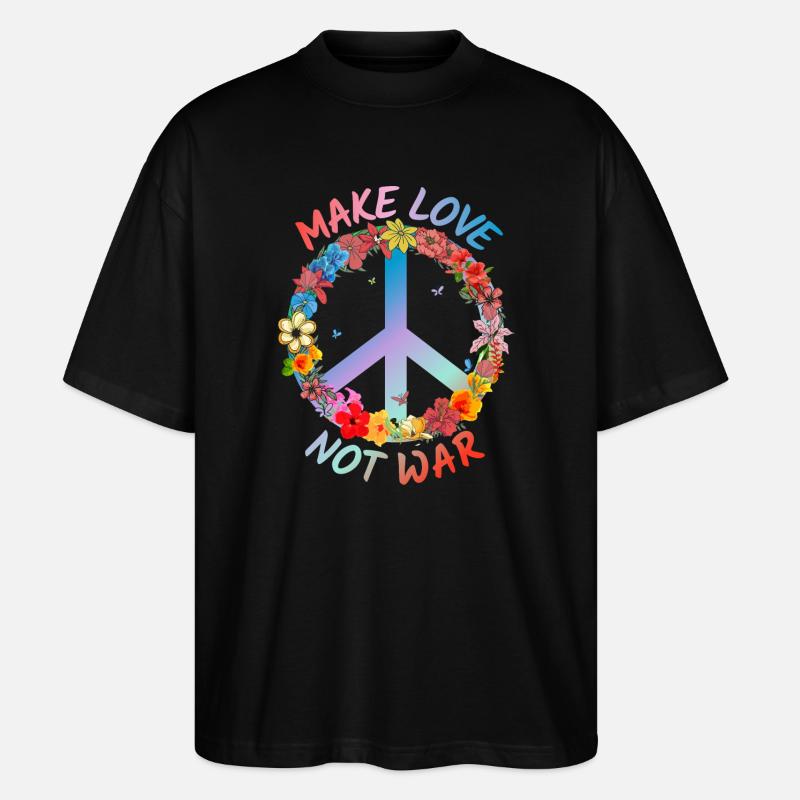 Faites l’amour pas la guerre - T-shirt bio Blaster 2.0 coupe oversize Stanley/Stella Unisexe - noir