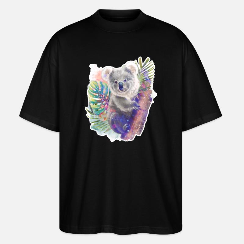 Koala | Koala Bär - Stanley/Stella Oversized Unisex Bio T-Shirt Blaster 2.0 - Schwarz