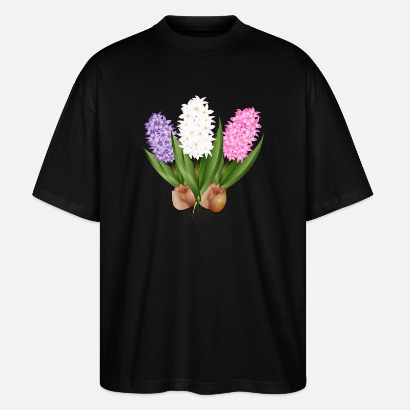 Jacinthes dessinées à la main - T-shirt bio Blaster 2.0 coupe oversize Stanley/Stella Unisexe - noir