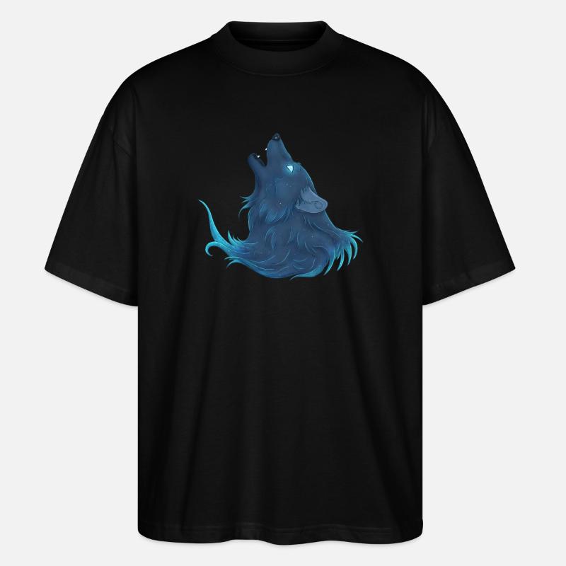 Heulender blauer Wolf - Guide Loup Bleu - Stanley/Stella Oversized Unisex Bio T-Shirt Blaster 2.0 - Schwarz