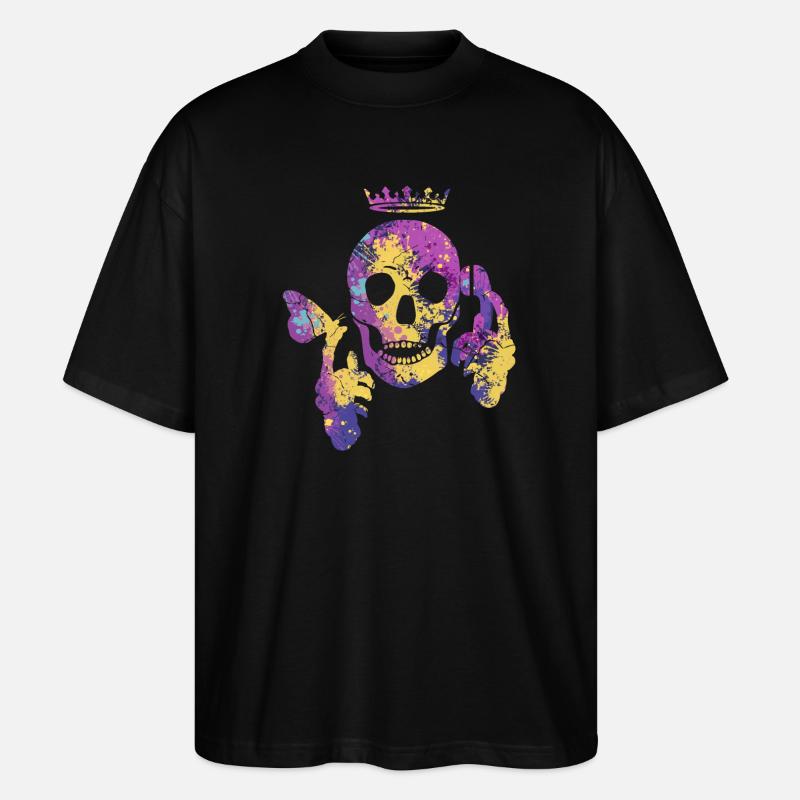 Crâne avec papillon - T-shirt bio Blaster 2.0 coupe oversize Stanley/Stella Unisexe - noir