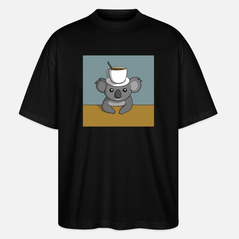 Pause café Koala - T-shirt bio Blaster 2.0 coupe oversize Stanley/Stella Unisexe - noir