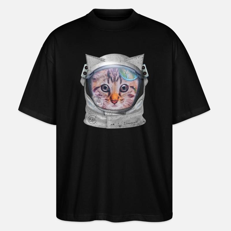 Chat dans l’espace - T-shirt bio Blaster 2.0 coupe oversize Stanley/Stella Unisexe - noir