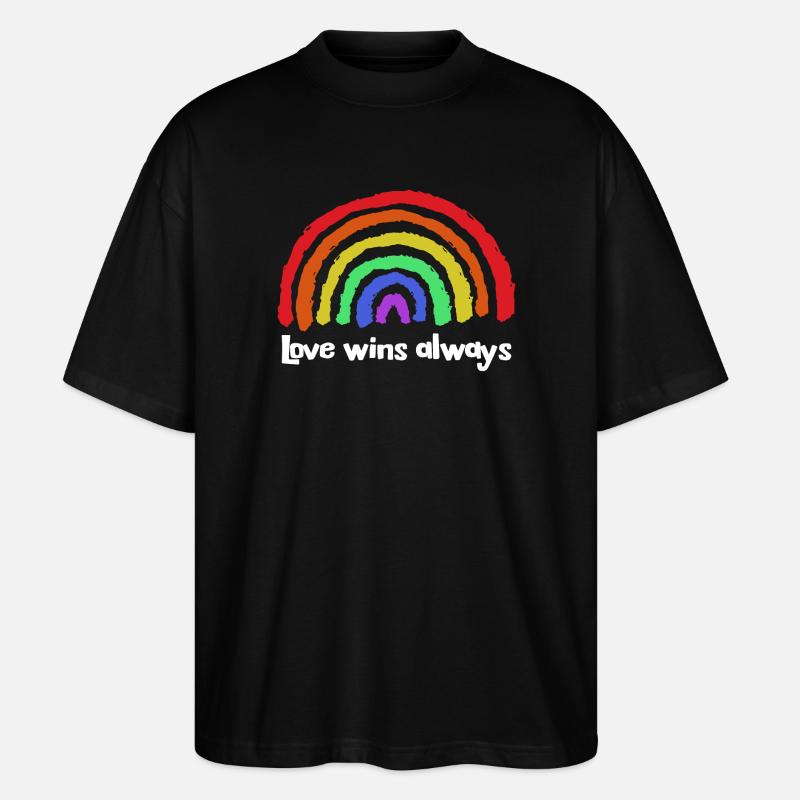 Déclaration d’amour Paix Arc-en-ciel Liberté - T-shirt bio Blaster 2.0 coupe oversize Stanley/Stella Unisexe - noir