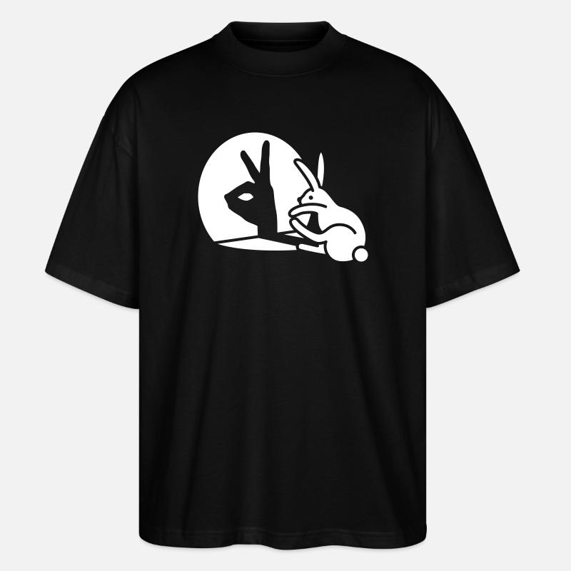 Funny Rabbit Hand Shadow Projection Rabbit - Stanley/Stella Oversized Unisex Organic T-shirt Blaster 2.0 - black