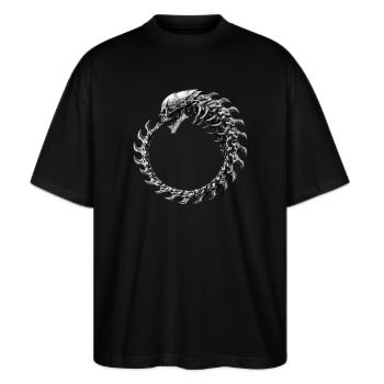 Alchemy England Alchoboros - Stanley/Stella Oversized Unisex Organic T-shirt Blaster 2.0 - black - Front - Alina (178cm) & Michal (187cm)
