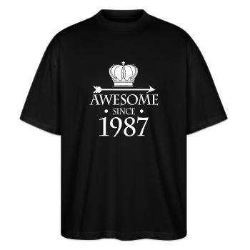 Fantastique depuis 1987 - né en 1987 - T-shirt bio Blaster 2.0 coupe oversize Stanley/Stella Unisexe - noir - Devant - Alina (178cm) & Michal (187cm)