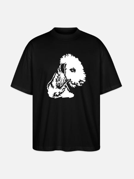 Bedlington Terrier Head "Black Edition" - Stanley/Stella Oversized Unisex Organic T-shirt Blaster 2.0 - black