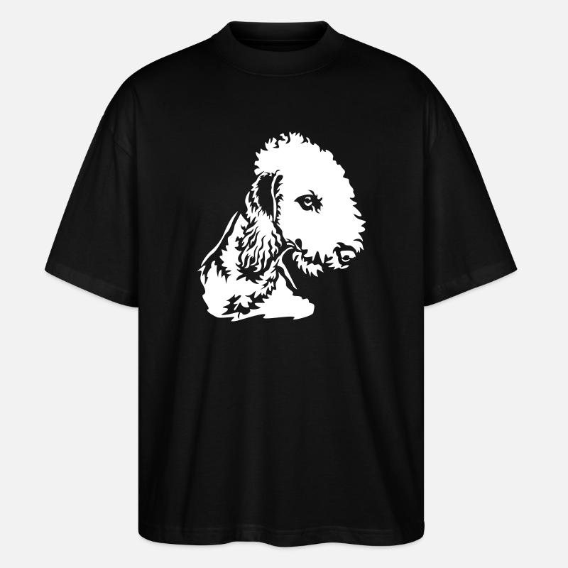 Bedlington Terrier Head "Black Edition" - Stanley/Stella Oversized Unisex Organic T-shirt Blaster 2.0 - black