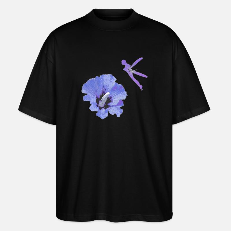 bezaubernde elfen oberteile, Hibiskusblüte - Stanley/Stella Oversized Unisex Bio T-Shirt Blaster 2.0 - Schwarz