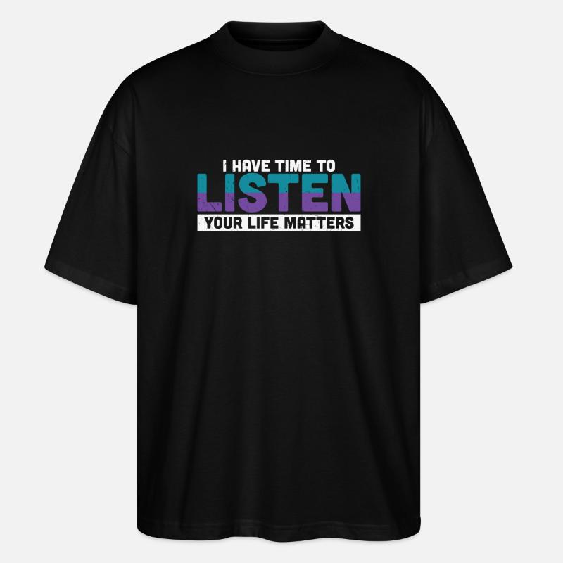 J’ai le temps d’écouter - T-shirt bio Blaster 2.0 coupe oversize Stanley/Stella Unisexe - noir