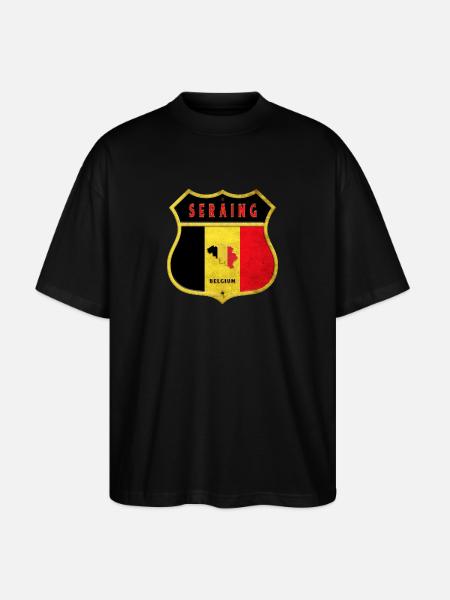 Seraing Belgique Armoiries Drapeaux Design - T-shirt bio Blaster 2.0 coupe oversize Stanley/Stella Unisexe - noir