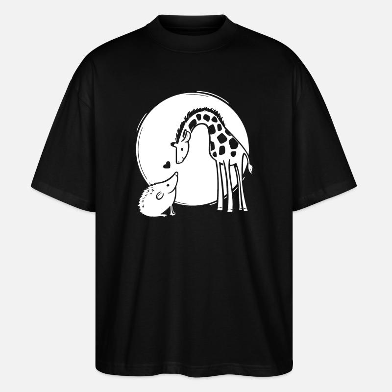 Giraffe and Hedgehog Love - Stanley/Stella Oversized Unisex Organic T-shirt Blaster 2.0 - black