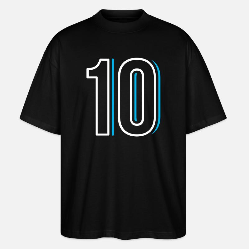 Nummer 10 - Zehn - Stanley/Stella Oversized Unisex Bio T-Shirt Blaster 2.0 - Schwarz
