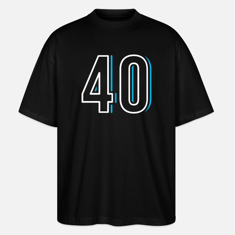 Nummer 40 - Vierzig - Stanley/Stella Oversized Unisex Bio T-Shirt Blaster 2.0 - Schwarz