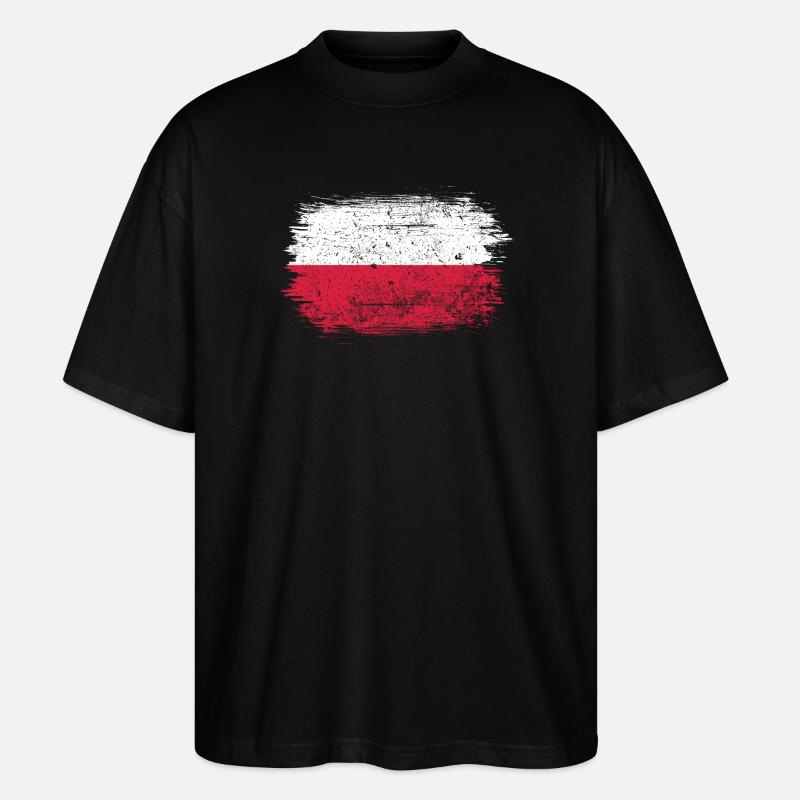 Drapeau polonais Coup de pinceau - T-shirt bio Blaster 2.0 coupe oversize Stanley/Stella Unisexe - noir
