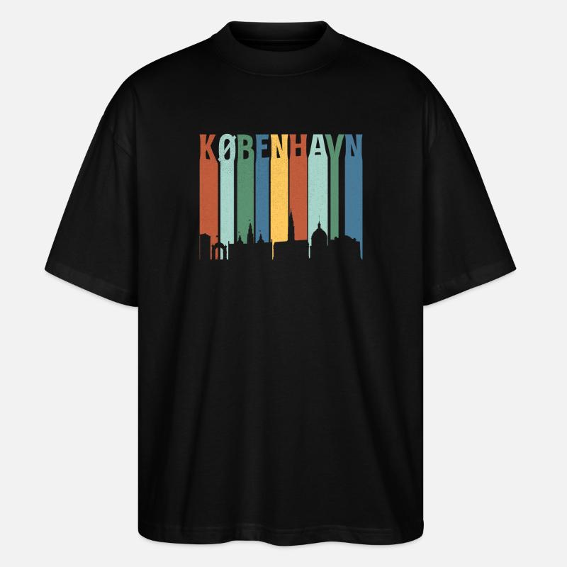 København Neon Skyline Pattern - Stanley/Stella Oversized Unisex Organic T-shirt Blaster 2.0 - black