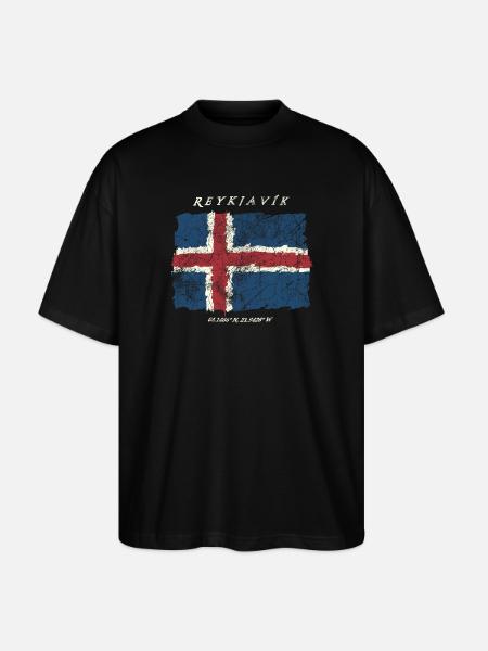 Iceland Reykjavik - Stanley/Stella Oversized Unisex Organic T-shirt Blaster 2.0 - black