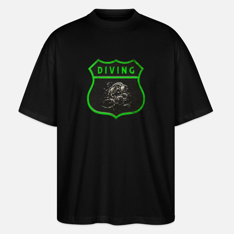 Taucher Wappen Design - Stanley/Stella Oversized Unisex Bio T-Shirt Blaster 2.0 - Schwarz