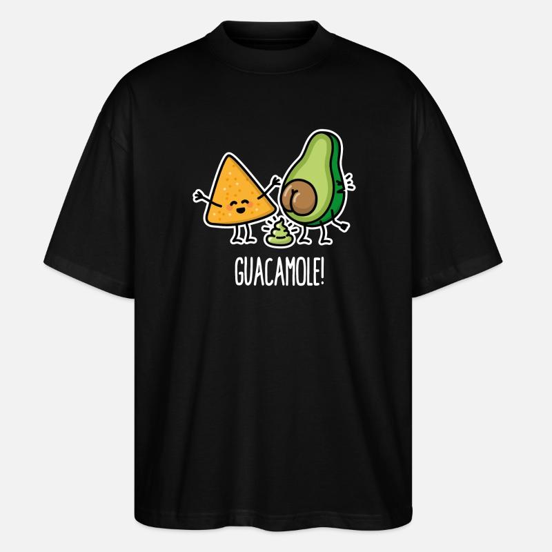 Lustige Avocado kackt Guacamole Tortilla-Chips - Stanley/Stella Oversized Unisex Bio T-Shirt Blaster 2.0 - Schwarz