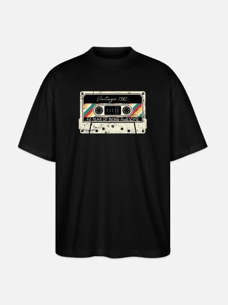 Millésime 1982 Cassette 40ème - T-shirt bio Blaster 2.0 coupe oversize Stanley/Stella Unisexe - noir