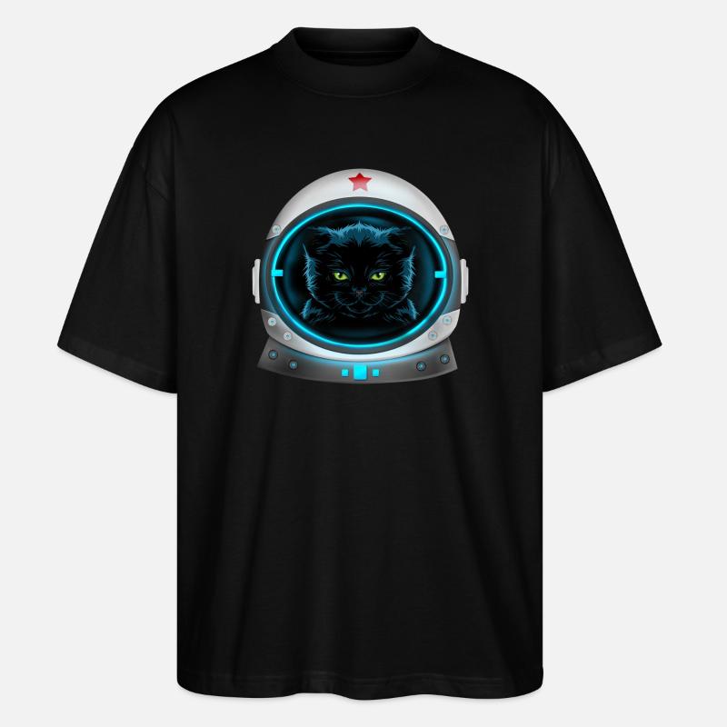 angry space cat astronaut - Stanley/Stella Oversized Unisex Organic T-shirt Blaster 2.0 - black