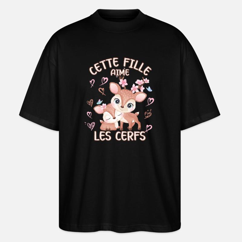 Dieses Mädchen Liebt Rehe - Stanley/Stella Oversized Unisex Bio T-Shirt Blaster 2.0 - Schwarz