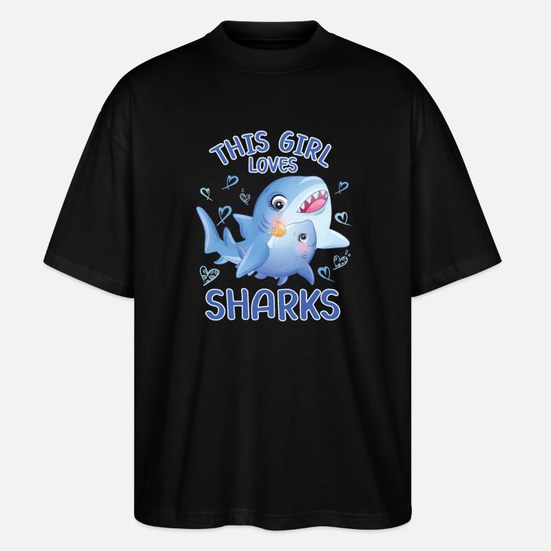 Dieses Maedchen Liebt Haie - Stanley/Stella Oversized Unisex Bio T-Shirt Blaster 2.0 - Schwarz